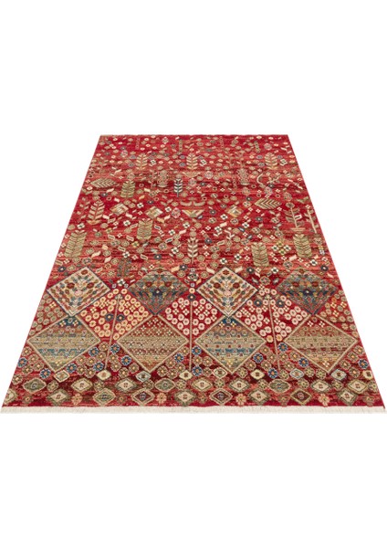 Kavala 01 Red Etnik Desenlere Sahip Dayanıklı Yapısı ve Canlı Renkleri ile Öne Çıkan Makine Halısı indirimleri