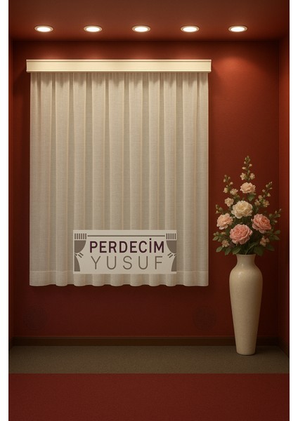 Peteküstü Naturel Keten 1/2 Seyrek Pileli Tül Perde Kırışmaz Modern Dokulu Hafif Tül Özel Ölçü