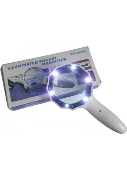 4x 6 LED Işık Aydınlatma 75MM Optik Lens El Büyüteç fırsatları