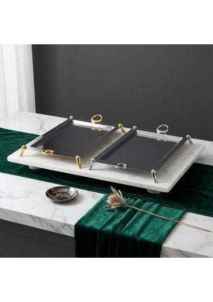 18/10 Paslanmaz Çelik Lüks Dikdörtgen Servis Tepsisi 35X55 cm Büyük Boy fırsatları