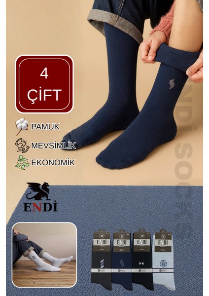 Pamuk Erkek Mevsimlik Ekonomik Çorap Seti 4 Çift Uzun Konforlu Dayanıklı Günlük indirimleri