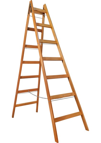 A Tipi Ahşap Merdiven 7+7 Basamaklı