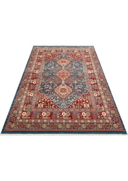 Kavala 05 Navy Red Etnik Desenli Dayanıklı Yapısı ve Canlı Renkleri ile Öne Çıkan Makine Halısı indirimleri