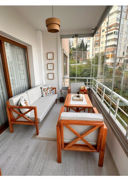 Bahçe Mobilyası Balkon Takımı 3lü Koltuk I 2 x Tekli Koltuk I Masa I Minderler Dahil l Yastık ve Masa Örtüsü Dahil Değil