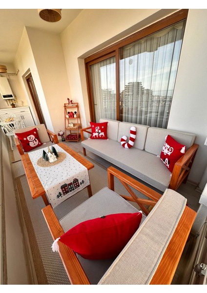 Bahçe Mobilyası Balkon Takımı 3lü Koltuk I 2 x Tekli Koltuk I Masa I Minderler Dahil l Yastık ve Masa Örtüsü Dahil Değil