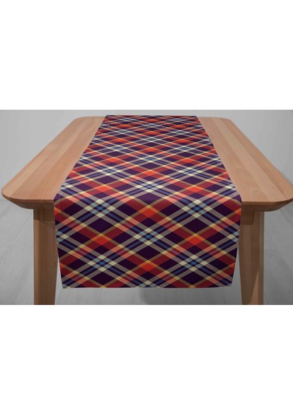 Ekose Desenli Dijital Baskı Dikişli Dikdörtgen Masa Runner modelleri