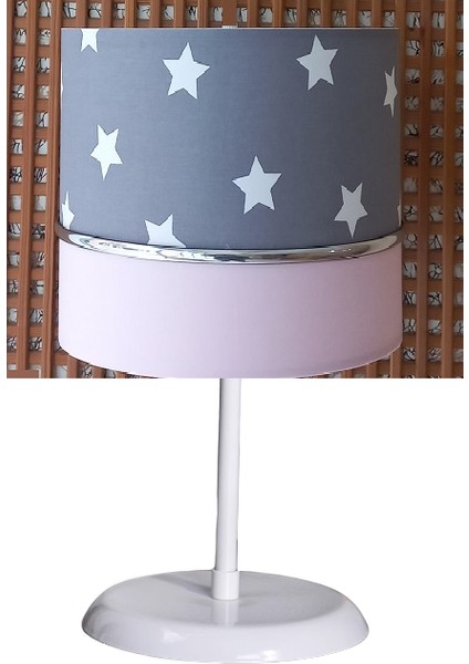 Gri Yıldızlı Pembe 2.li Set M-745 Kumaş Kaplama Genç ve Çocuk Odası Avize ve Abajur Takımı modelleri