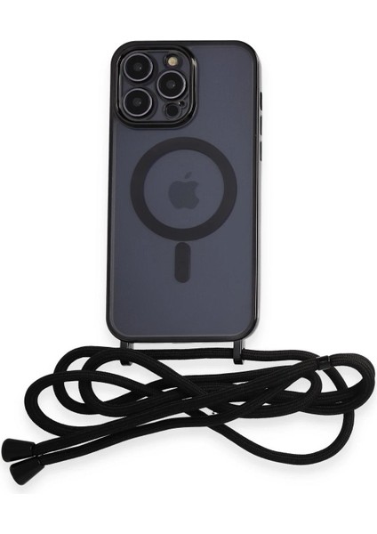 MYT09 iPhone 12 Pro Kılıf Divo Lazer Askılı Magsafe Kapak - Siyah