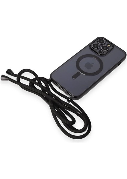 MYT09 iPhone 12 Pro Kılıf Divo Lazer Askılı Magsafe Kapak - Siyah