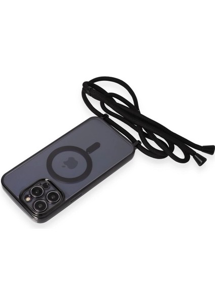 MYT09 iPhone 13 Pro Kılıf Divo Lazer Askılı Magsafe Kapak - Siyah indirimleri