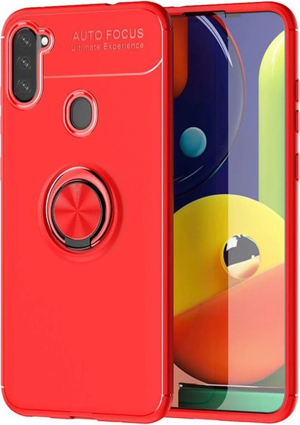 MYT09 Samsung Galaxy A11 Kılıf Range Yüzüklü Silikon - Kırmızı