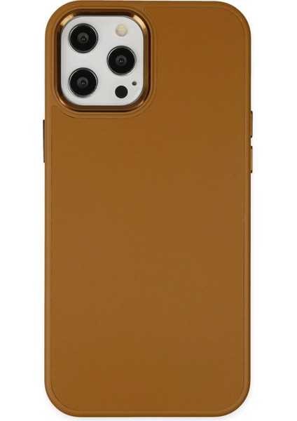 MYT09 iPhone 12 Pro Max Kılıf Asya Deri Silikon - Kahverengi