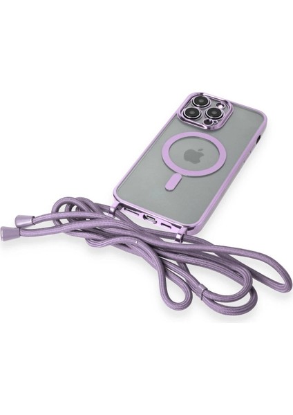 MYT09 iPhone 14 Pro Kılıf Divo Lazer Askılı Magsafe Kapak - Lila