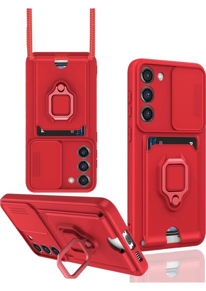 MYT09 Samsung Galaxy S24 Plus Kılıf Zuma Kartvizitli Yüzüklü Silikon - Kırmızı