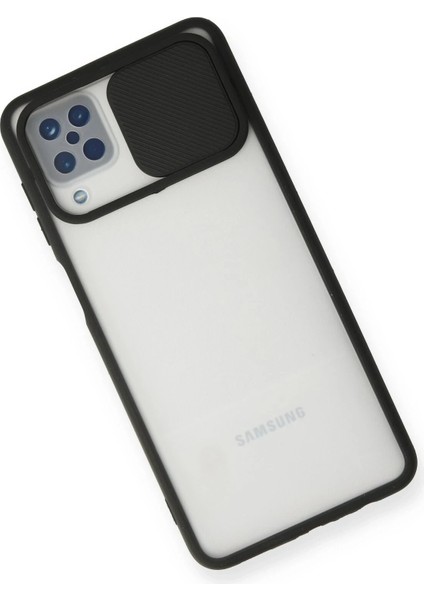 MYT09 Samsung Galaxy A12 Kılıf Palm Buzlu Kamera Sürgülü Silikon - Siyah fiyatları