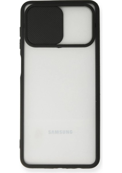 MYT09 Samsung Galaxy A12 Kılıf Palm Buzlu Kamera Sürgülü Silikon - Siyah modelleri