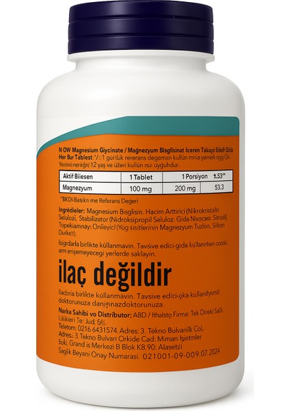 Magnesium Glycinate 180 Tablet modelleri