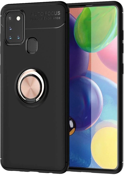 MYT09 Samsung Galaxy M31 Kılıf Range Yüzüklü Silikon - Siyah-Gold