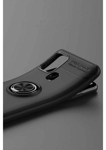 MYT09 Samsung Galaxy M31 Kılıf Range Yüzüklü Silikon - Siyah-Gold