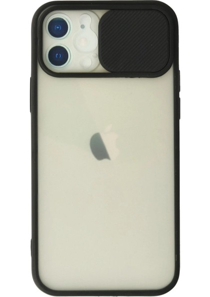 MYT09 iPhone 12 Kılıf Palm Buzlu Kamera Sürgülü Silikon - Siyah