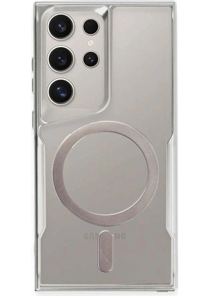 MYT09 Samsung Galaxy S24 Ultra Kılıf Boyi Magsafe Silikon Kapak - Gümüş