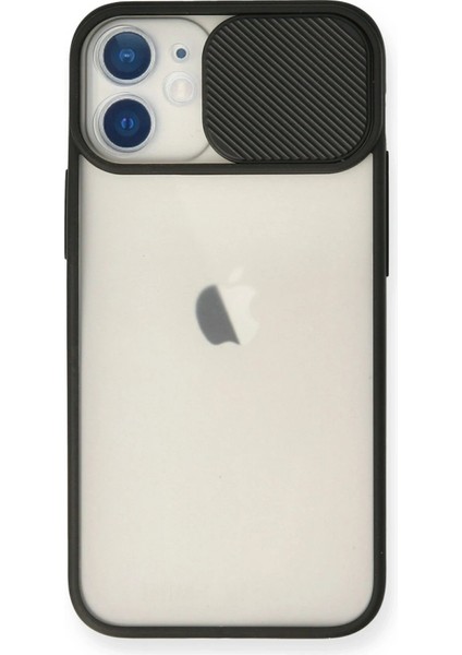 MYT09 iPhone 11 Kılıf Palm Buzlu Kamera Sürgülü Silikon - Siyah