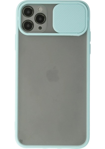 MYT09 iPhone 11 Pro Kılıf Palm Buzlu Kamera Sürgülü Silikon - Turkuaz