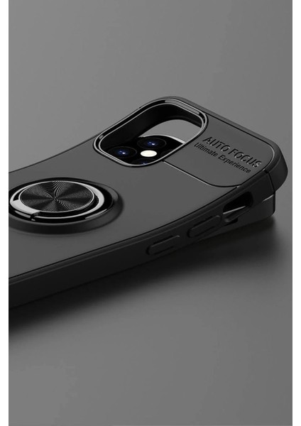 MYT09 iPhone 12 Mini Kılıf Range Yüzüklü Silikon - Siyah-Kırmızı indirimleri