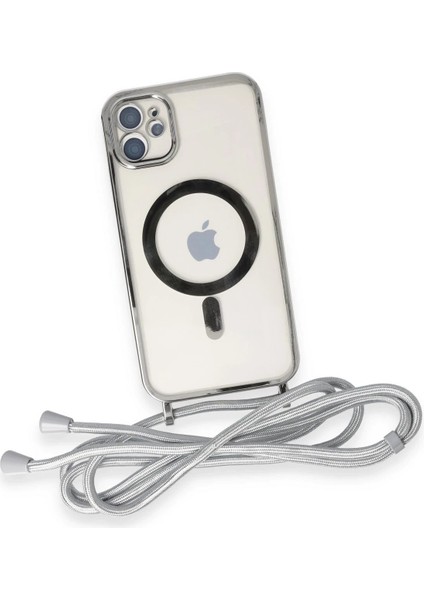 MYT09 iPhone 11 Kılıf Divo Lazer Askılı Magsafe Kapak - Gümüş fırsatları