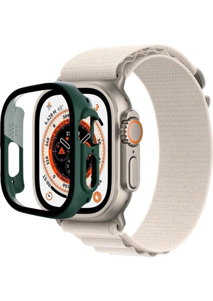 MYT09 Apple Watch Ultra 49MM Desert Camlı Kasa Ekran Koruyucu - Koyu Yeşil