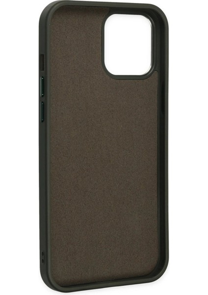 MYT09 iPhone 12 Pro Max Kılıf Asya Deri Silikon - Koyu Yeşil fırsatları