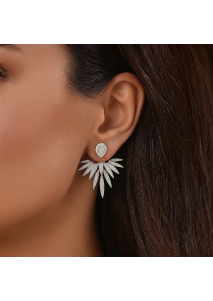 Kanat Tasarım Gold Kaplama Zirkon Taşlı Çelik Küpe | Melek | Figürlü Lüks Küpe indirimleri