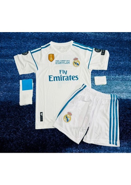 2017 Sezon Kiev Ronaldo Real Madri'd Futbol Çocuk Forması 4'lü Set Çorap+ Bileklik Hediyeli