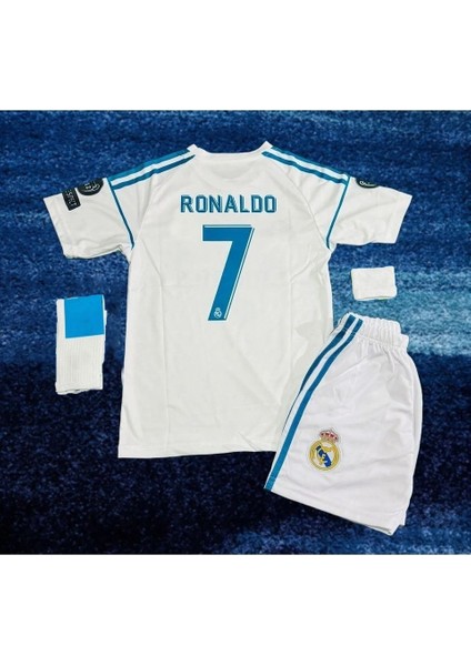 2017 Sezon Kiev Ronaldo Real Madri'd Futbol Çocuk Forması 4'lü Set Çorap+ Bileklik Hediyeli fiyatları