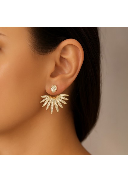 Kanat Tasarım Gümüş Kaplama Zirkon Taşlı Çelik Küpe | Melek | Figürlü Lüks Küpe indirimleri