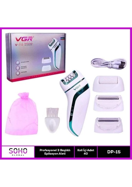 Profesyonel 3 Başlıklı Epilasyon Aleti