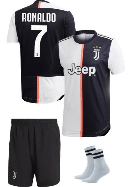 Ronald0 7 Numara 2019/2020 Sezon Iç Saha Juventus Futbol Çocuk Forması 3'lü Set