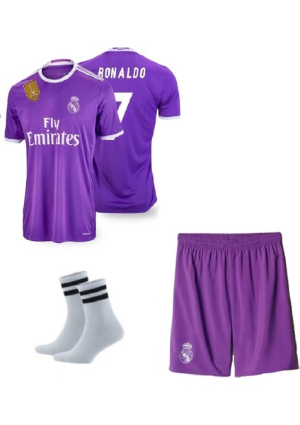 2016/17 Card'iff Ronaldo 7 Real Madri'd Futbol Çocuk Forması 3'lü Set Çorap Hediyeli
