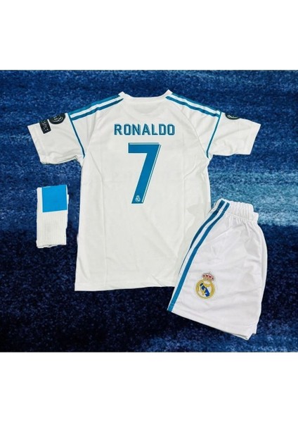 2017 Sezon Kiev Ronaldo Real Madri'd Futbol Çocuk Forması 3'lü Set Çorap Hediyeli