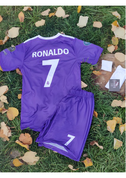 2016/17 Card'iff Ronaldo 7 Real Madri'd Futbol Çocuk Forması 4'lü Set Çorap + Bileklik Hediyeli