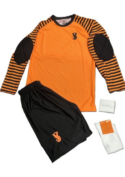 Kaleci Turuncu Iç Saha Forması Forma+Şhort+Çorap+Bileklik Hediyeli 4'lü Set Forma