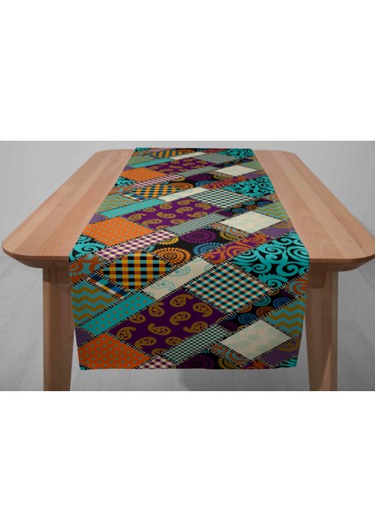 Patchwork Desenli Dijital Baskı Dikişli Dikdörtgen Masa Runner fiyatları