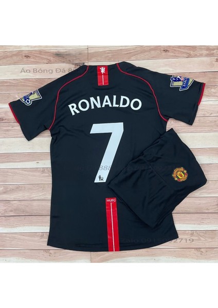 2008 Sezon Retro Ronaldo Siyah Futbol Çocuk Forması 2'li Set Forma+Şhort
