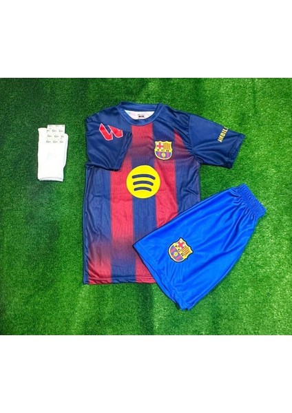Barcelon'a 2025/26 Yeni Sezon Lamine Yamal 10 Numara Futbol Çocuk Forması 3'lü Set Çorap Hediyeli