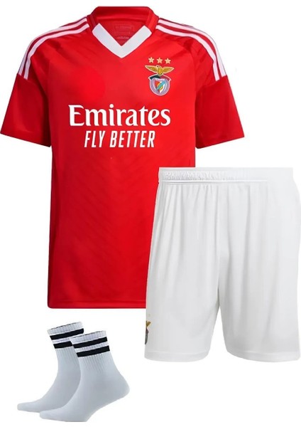 Benfica K.aktürkoğlu Kırmızı 2025 Sezon Futbol Çocuk Forması 3'lü Set Çorap Hediyeli