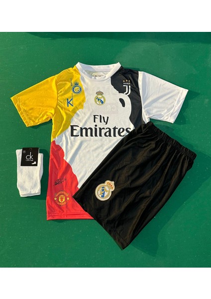 Ronaldo Özel Tasarım Tüm Takımlar Futbol Çocuk Forması 3'lü Set Çorap Hediyeli fiyatları