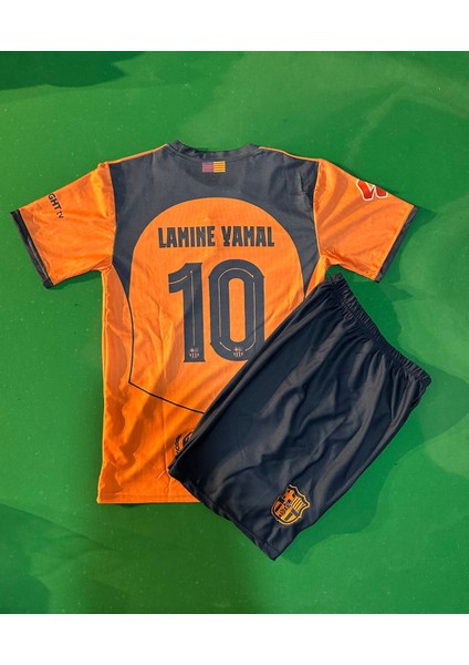 Barcelona Lamin Yamal Yeni Sezon 2025/26 Sezon Çocuk Forması 2'li Set(Turuncu)