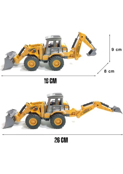 Oyuncak Kutulu Metal Başlıklı Iş Makinaları Seti Kepçe Bulldozer Forklift 4 Ü 1 Arada Set Sürtmeli Mini Inşaat Araçları indirimleri