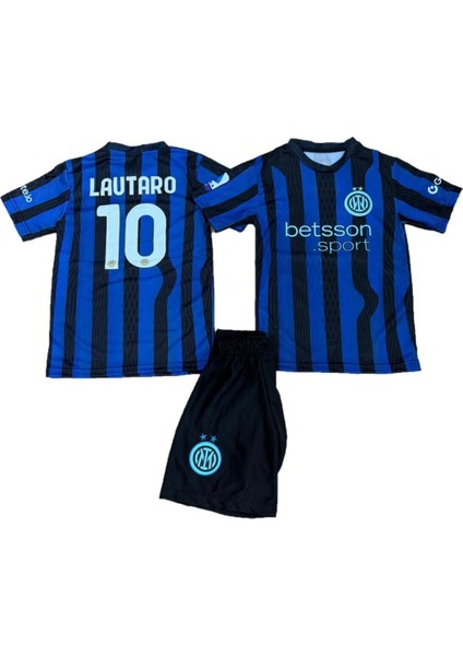 Lautaro Martinez Inter 2025/2026 Sezon Futbol Çocuk Forması 2'li Set Forma + Şhort