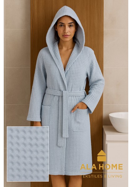 Waffle Desen Pike Unisex Bornoz | %100 Pamuklu Pike Bornoz